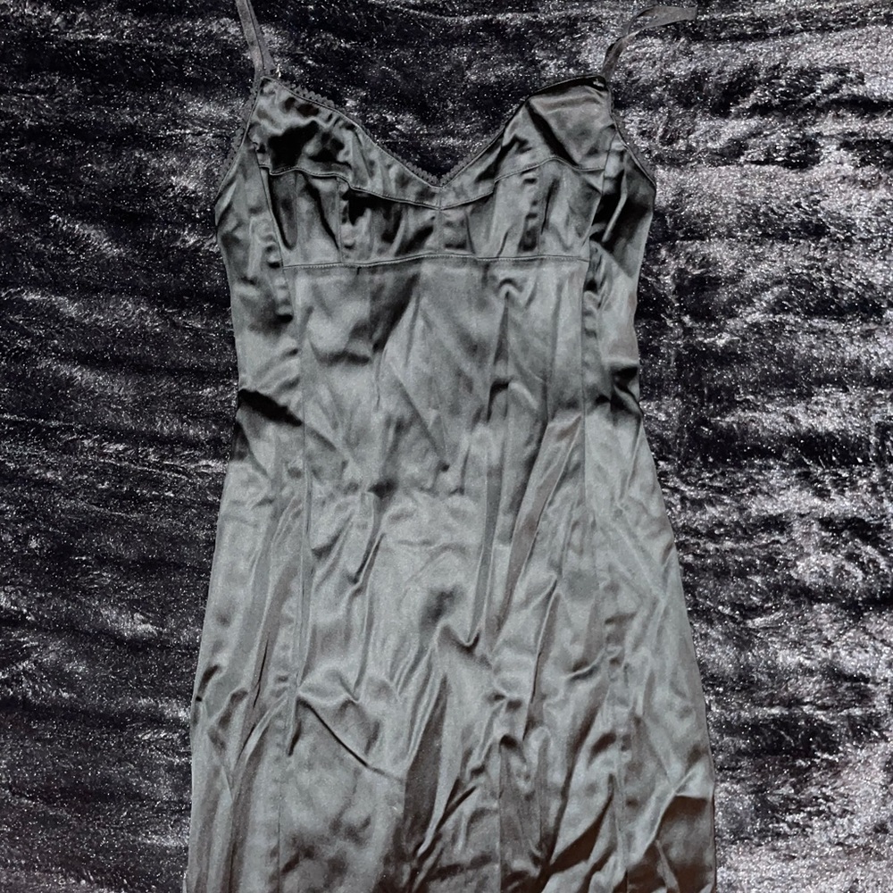 Black silk dress from Urban Outfitters.